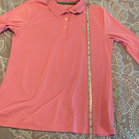 Vineyard Vines cute preppy pink and green long sleeved polo top. Size small. - Picture 13 of 14